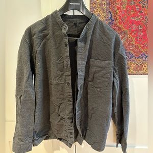 Grey Muji Banded Collar Flannel